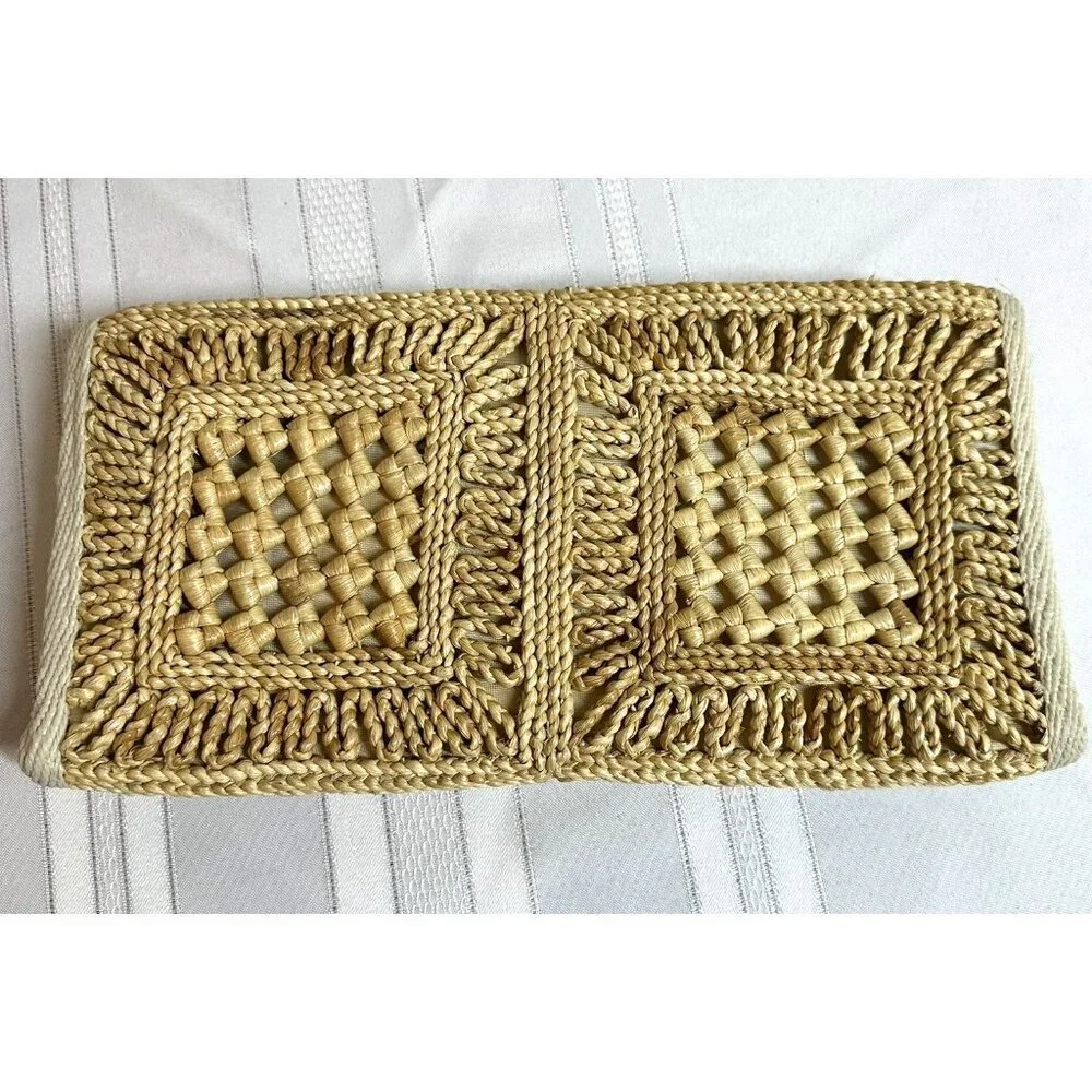 Vintage 60's Epitome Italian Woven Straw Clutch Bag Handbag